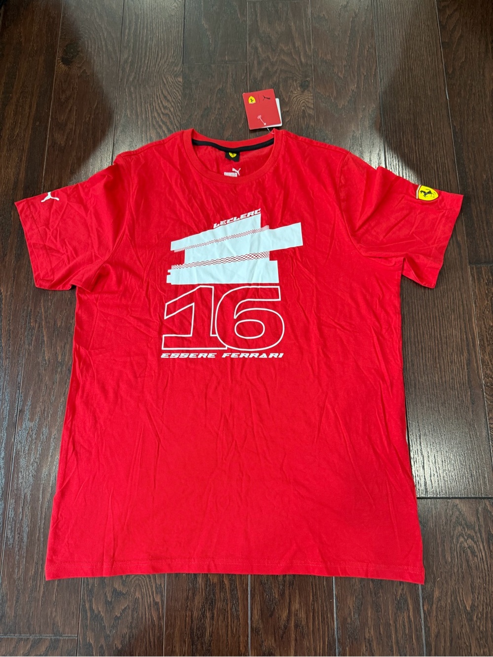 Puma x Scuderia Ferrari Driver Charles Leclerc Red Tee Men Size Large NEW